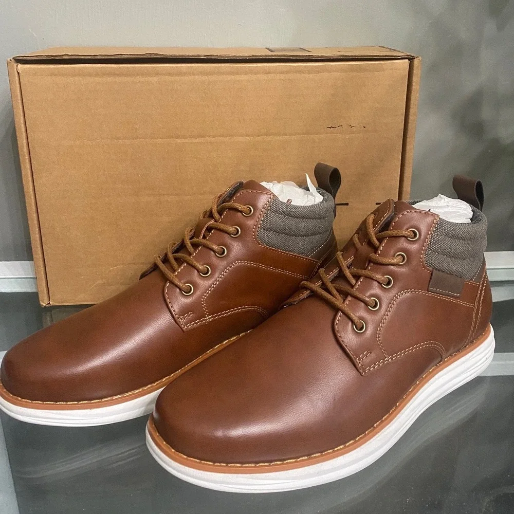 Bruno Marc Grand-High Mens Brown Faux Leather Chukka Boots Sneaker Sole US 7